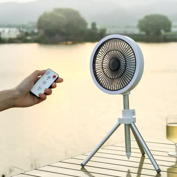 Elosung White Portable Outdoor Tripod Fan Usb Rechargeable Camping With Remote Control Folding & For Activities And Travel Portable Fans
