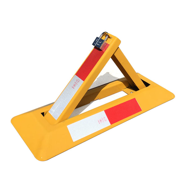 Triangle Lockable Parking Barrier Fold Down Vehicle Security Car Safety Reflective Stripe Safety Cones Posts Barriers
