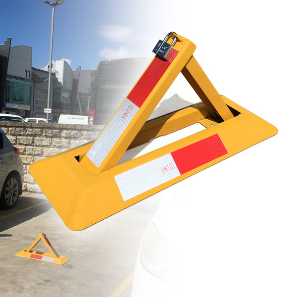 Triangle Lockable Parking Barrier Fold Down Vehicle Security Car Safety Reflective Stripe Safety Cones Posts Barriers