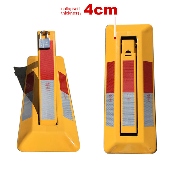 Triangle Lockable Parking Barrier Fold Down Vehicle Security Car Safety Reflective Stripe Safety Cones Posts Barriers