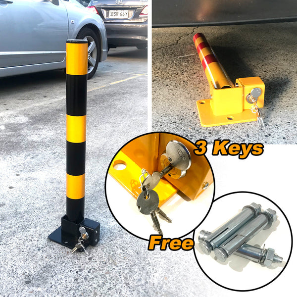 Fold Down Vehicle Security Car Parking Lock Safety Barrier Bollard Locker Black Safety Cones Posts Barriers