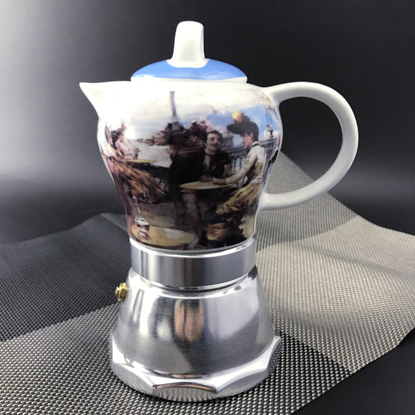 Afternoon Tea Vintage Porcelain Ceramic Italian Stove Top Espresso Coffee Maker 3 4 Cups 200Ml Other Coffee Tea & Espresso Makers