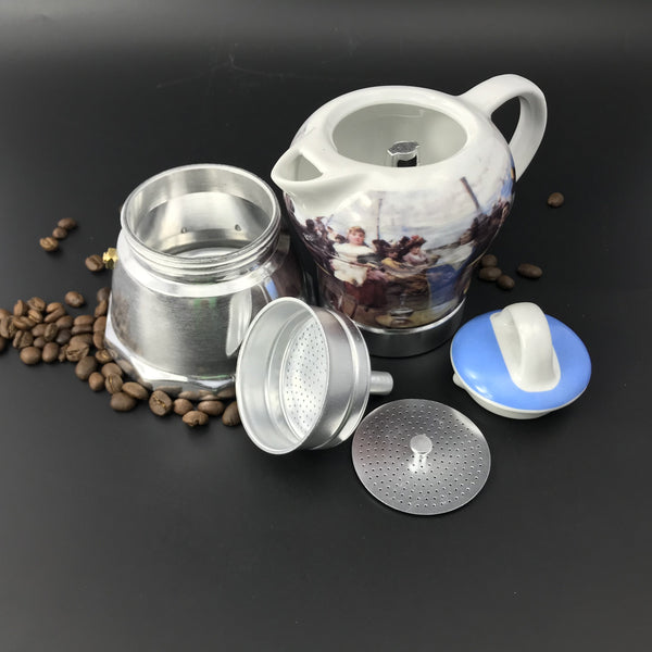 Afternoon Tea Vintage Porcelain Ceramic Italian Stove Top Espresso Coffee Maker 3 4 Cups 200Ml Other Coffee Tea & Espresso Makers