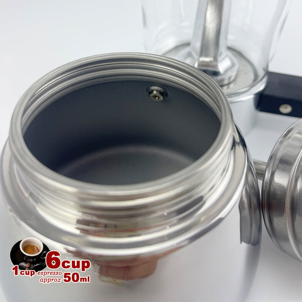 Borosilicate Glass Stainless Steel Moka Pot Coffee Maker Italian Espresso 6Cups Other Coffee Tea & Espresso Makers