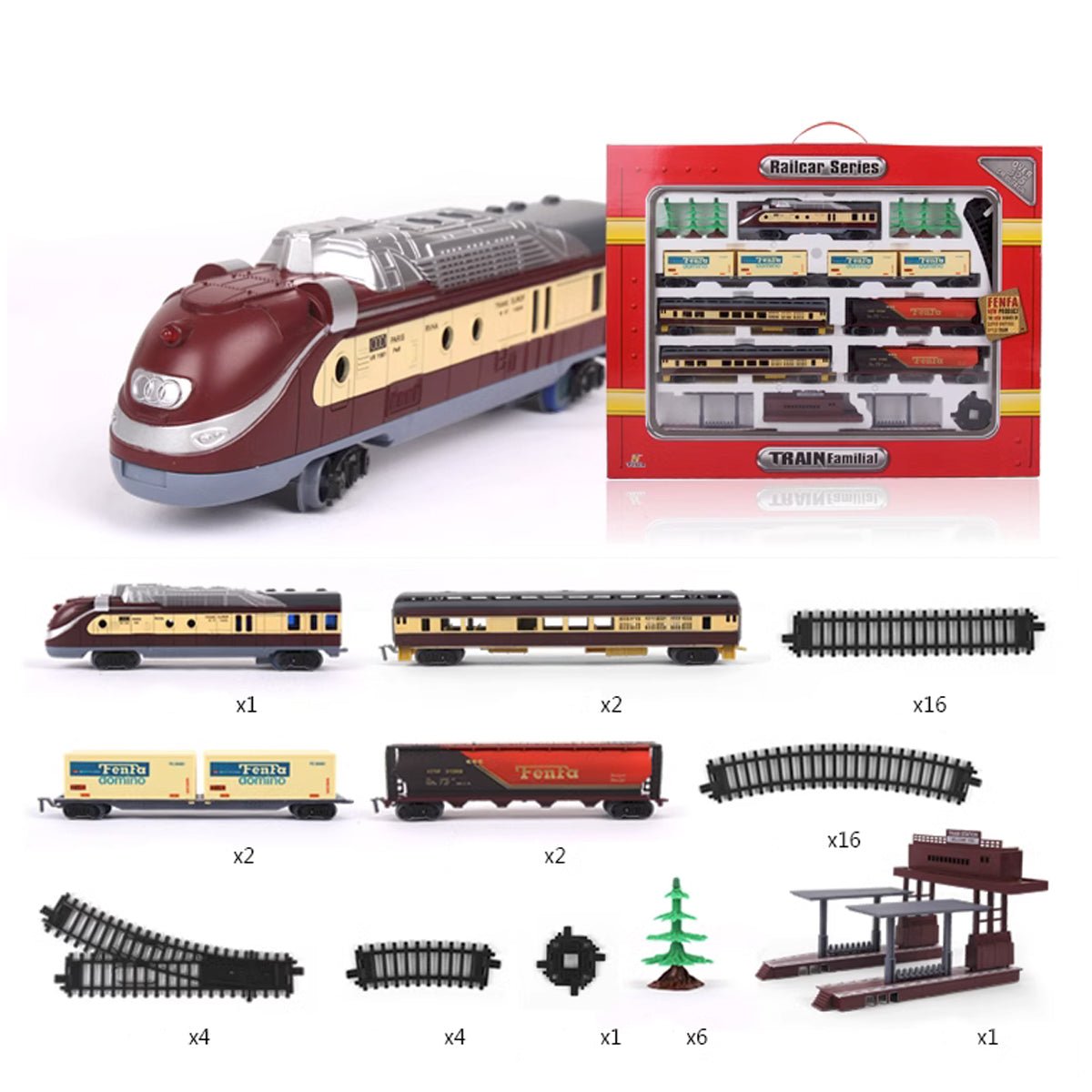Oz Goodlife Electric Modern Toy Train Set Vehicle Rail Track Carriages With Sound And Lighting Kids Other Classic Toys