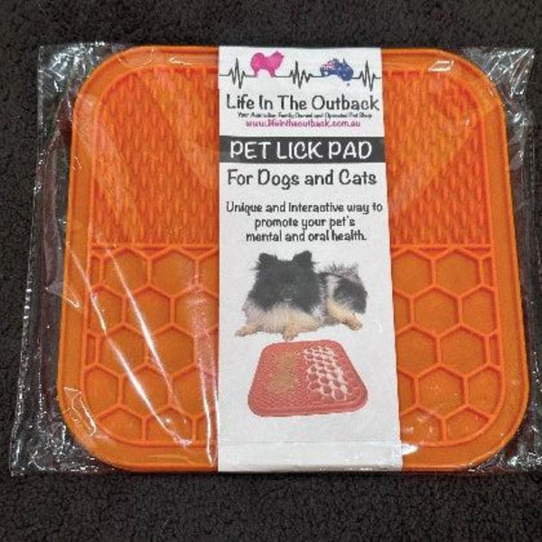Life In The Outback 1X Pet Lick Pad Orange Dishes Feeders & Fountains