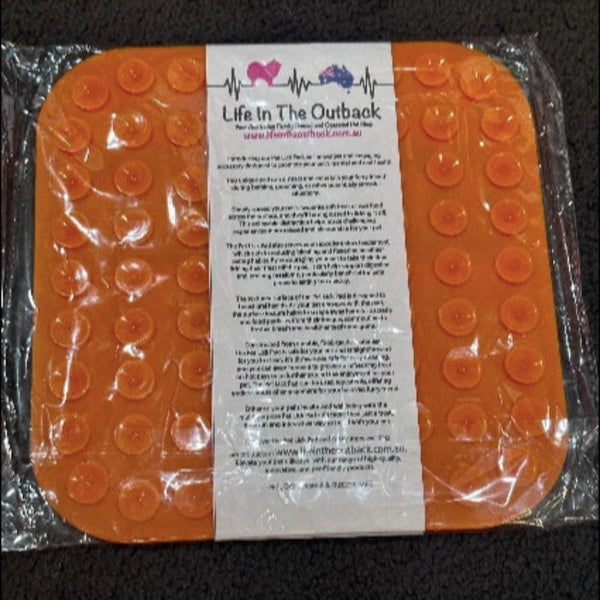 Life In The Outback 1X Pet Lick Pad Orange Dishes Feeders & Fountains