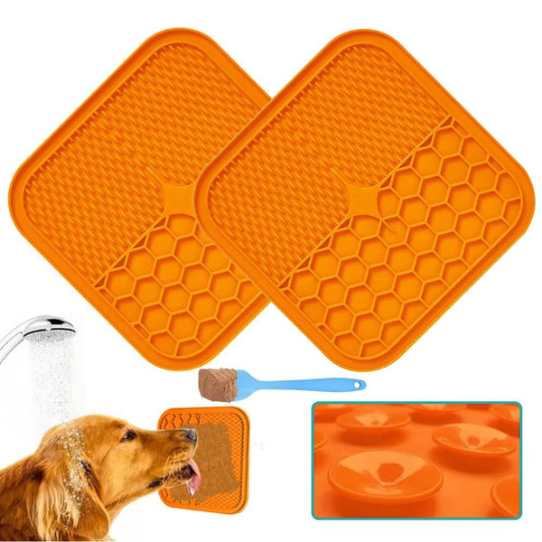 Life In The Outback 1X Pet Lick Pad Orange Dishes Feeders & Fountains