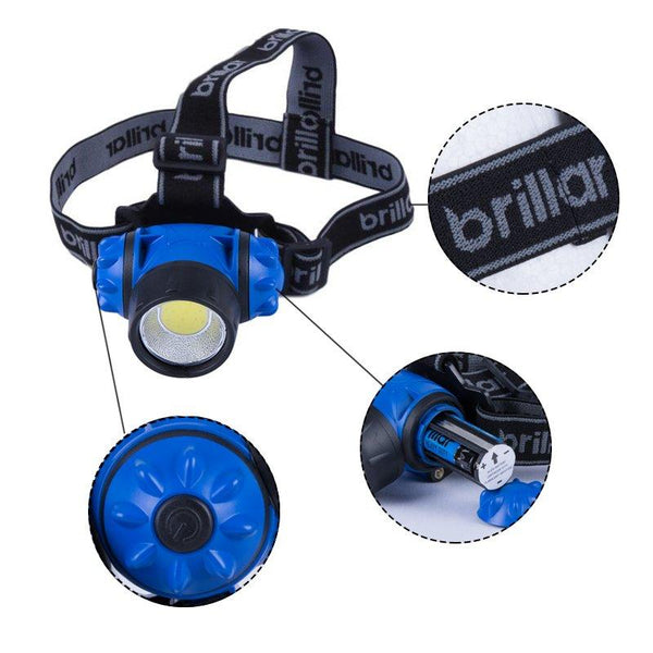 3 Mode Headlamp With Cob Led Technology Black/Blue Head Torches