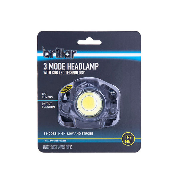 3 Mode Headlamp With Cob Led Technology Black/Blue Head Torches