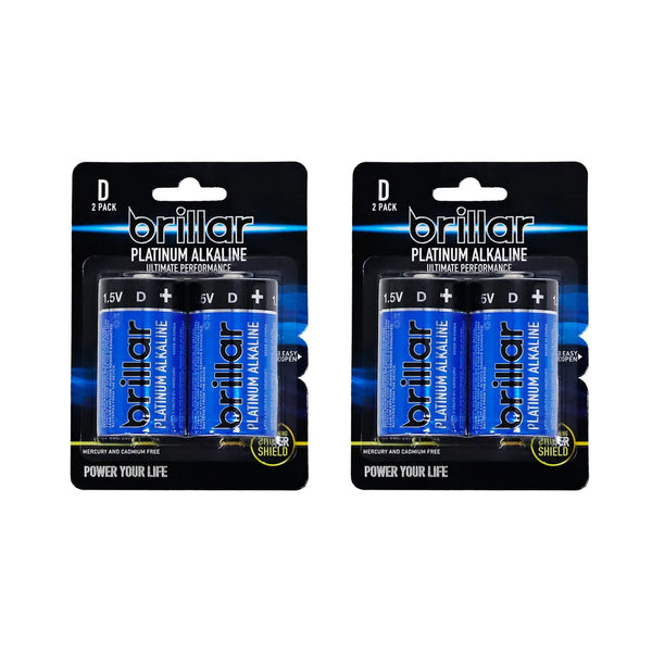 Brillar D Platinum Alkaline Batteries 2Pk Single Use Batteries