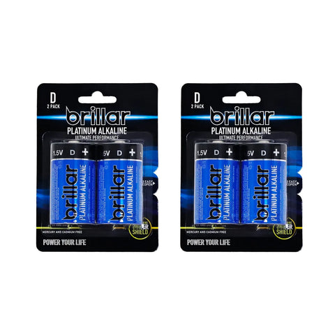 Brillar D Platinum Alkaline Batteries 2Pk Single Use Batteries