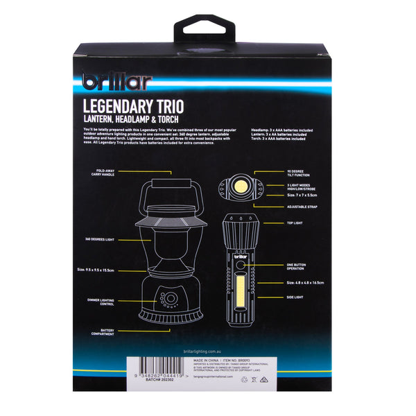 Brillar Legendary Trio Touch Headlamp & Lantern Head Torches