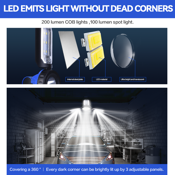 Brillar 200 Lumen 3 Foldable Panel Led Floodlight Lamp Security & Floodlights