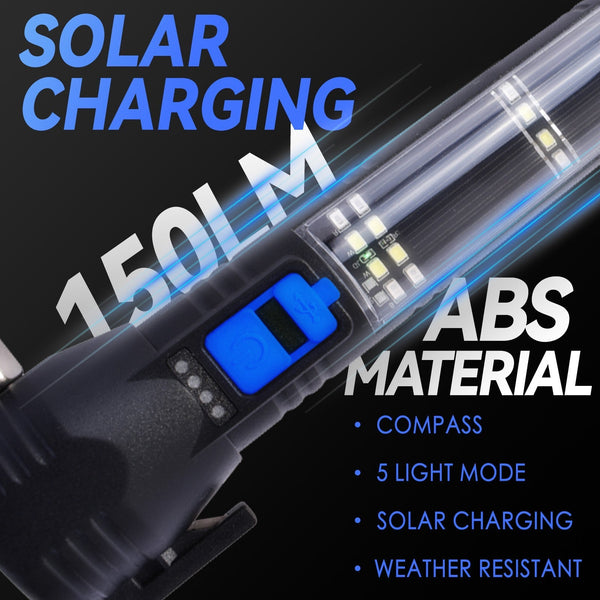 Brillar 150 Lumen Solar Power Usb Rechargeable Multifunction Trekking Torch Other Camp Lighting