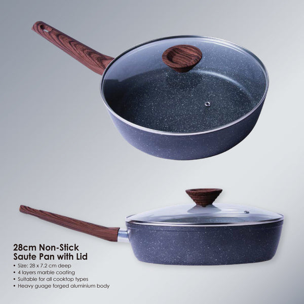 28Cm Pfoa Free Non Stick Saute Pan With Lid Frying & Grill Pans