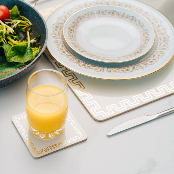 Clevinger Set Of 4 Mdf Gold Border Coasters