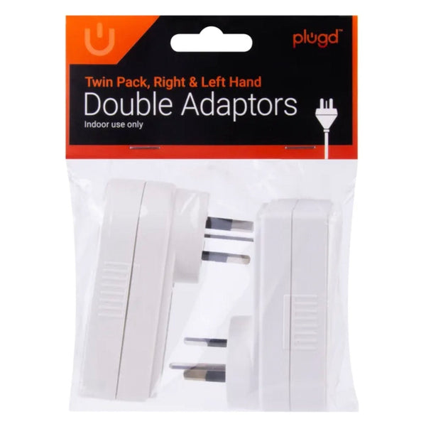 2 Pack X 2400W Double Adapter Right & Left Hand Power Strips & Surge Protectors