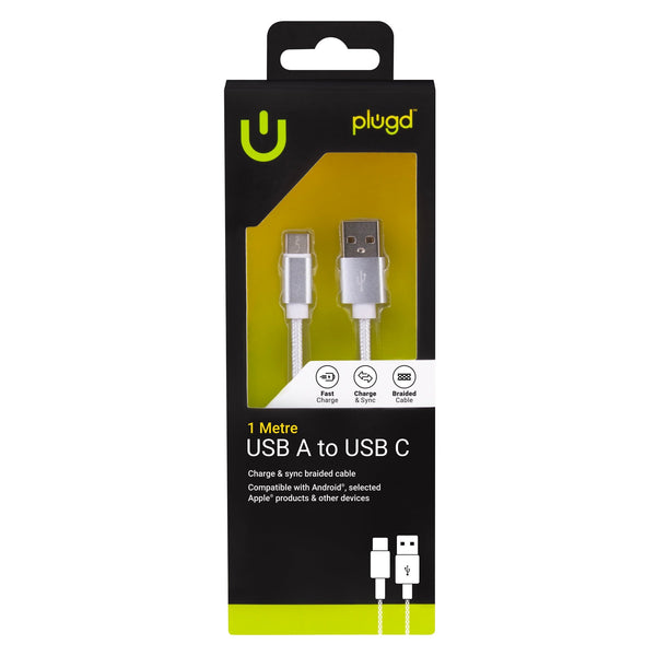 1M Charge & Sync Usb A To Braided Cable Usb Cables Hubs & Adapters