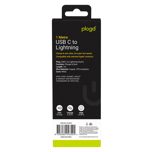 1M Usb C To Lightning Charge & Sync Cable Chargers & Cradles