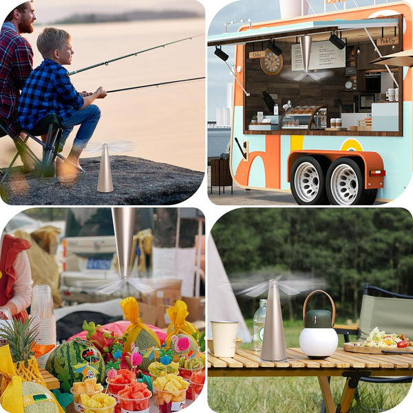 Battery Operated Shoo Fly Chemical Free Fly Repellent Fan Gold Portable Fans