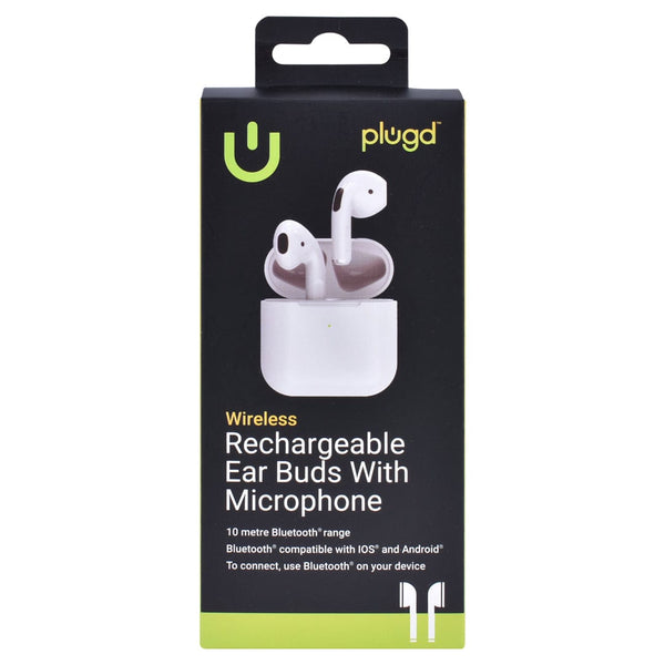 Plugd Bluetooth Rechargeable Ear Buds With Microphone Earbuds