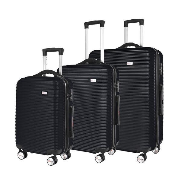 3 Piece Digital Luggage Set (20/24/28) With Weighing Scale & Usb Charging Black Luggage Sets
