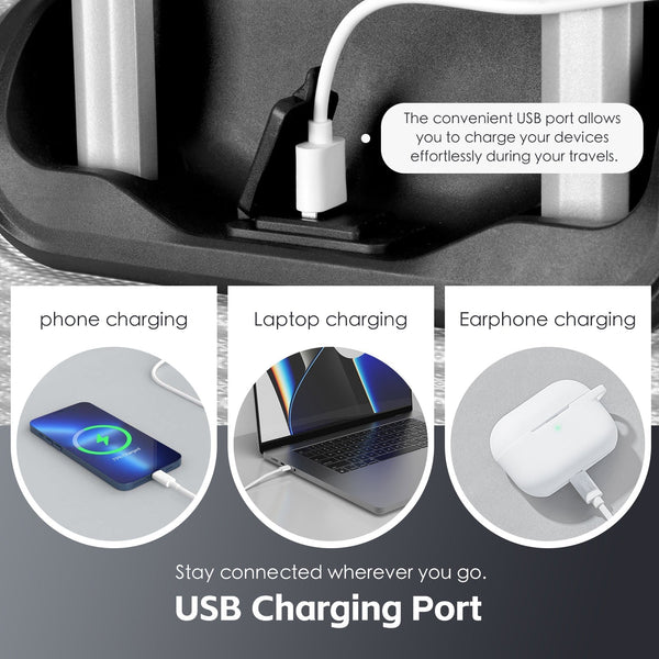 3 Piece Digital Luggage Set (20/24/28) With Weighing Scale & Usb Charging Black Luggage Sets