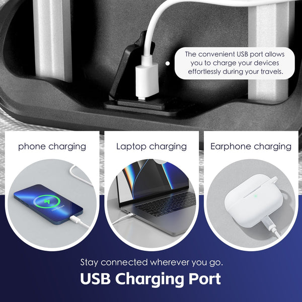 28" Digital Weighing Scale And Usb Charging Port Lightweight Luggage Suitcase Blue Suitcases