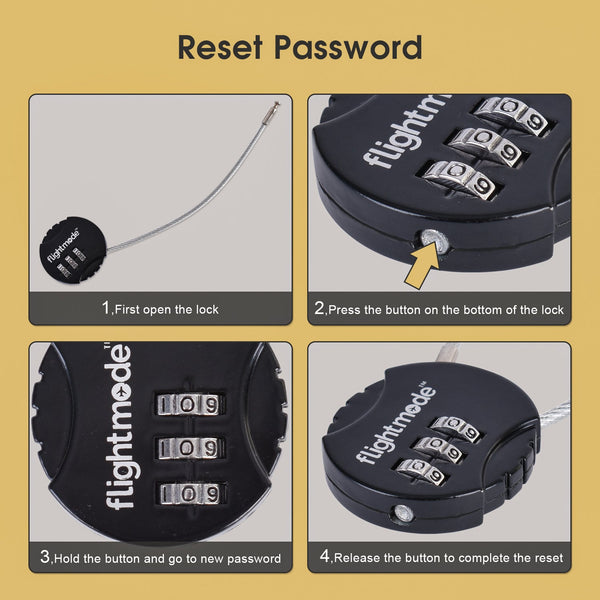 Flightmode 3 Dial Steel Cable Padlock Padlocks