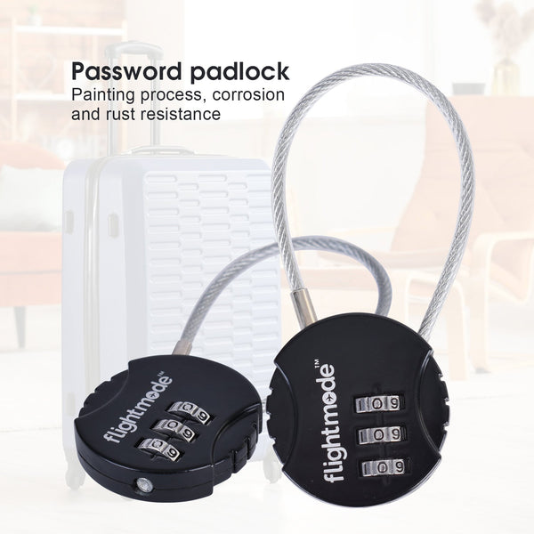 Flightmode 3 Dial Steel Cable Padlock Padlocks