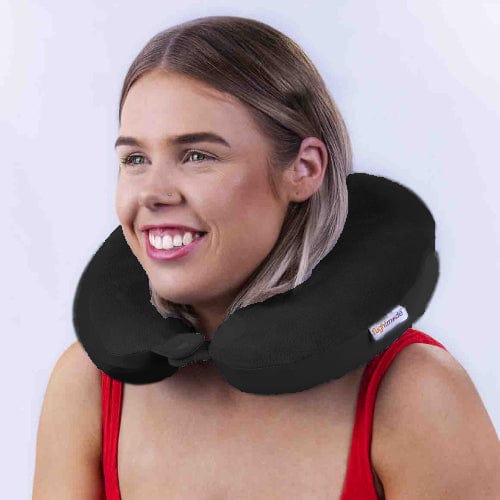 Deluxe Memory Foam Travel Pillow Black Pillows
