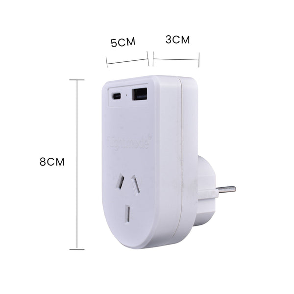 Flightmode Outbound Au/Nz To Europe/Bali Travel Adaptor With Usb Type C & Cables & Adapters