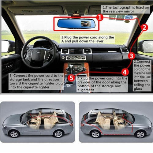 Car Rearview Backup Mirror Hd 1080P With Free Recorder Camera Rear View Monitors/Cams & Kits