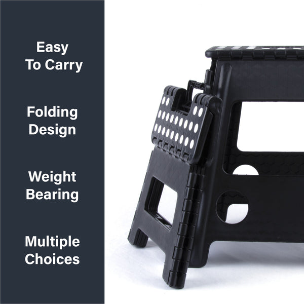 Large Plastic Folding Stool Portable Chair Store Flat Easy Carry Outdoor Camping Black Camping Chairs