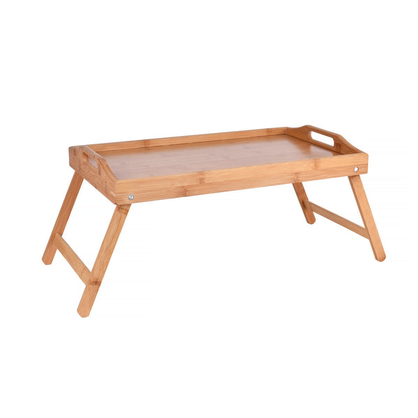 2 X Bamboo Bed Table Breakfast/Snack Serving Tray With Foldable Legs Trays