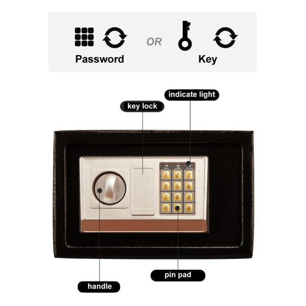 8.5L Electronic Digital Security Double Alarm Safe Box Key Safes Boxes & Hideaways