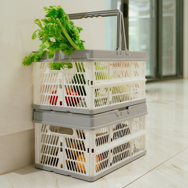 Living Today Collapsible Shopping Basket With Handle Medium 19L Shopping Trolleys Baskets