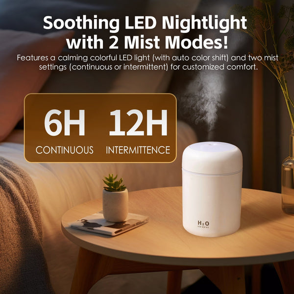Living Today Mini Led Ultrasonic Humidifier 300Ml Humidifiers