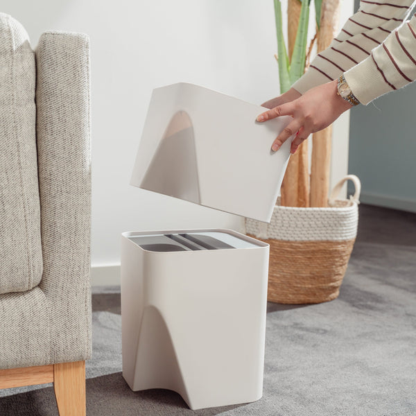 The Set Of 18L+12L Stackable Plastic Kitchen Trash Bin Household Classification Storage Box Rubbish Bins