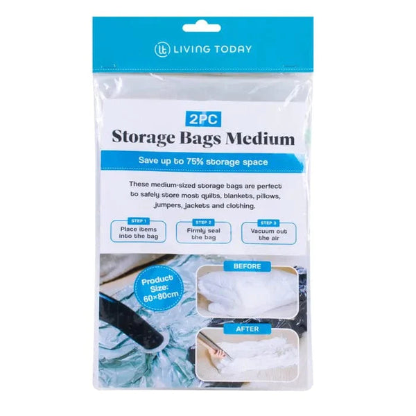 Living Today 2 Pack Vacuum Compression Storage Bags Medium Vacuum Cleaner Bags
