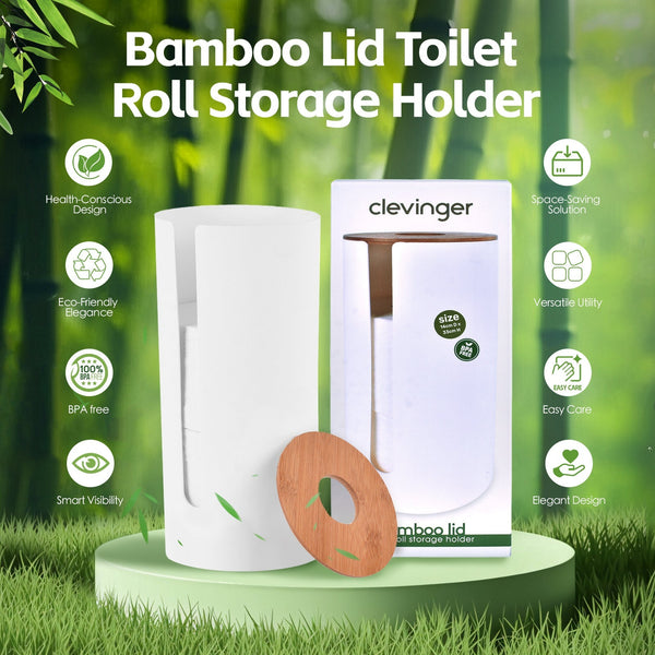 Bamboo Lid Toilet Roll Storage Holder Toilet Paper Holders & Storage