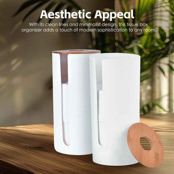 Bamboo Lid Toilet Roll Storage Holder Toilet Paper Holders & Storage