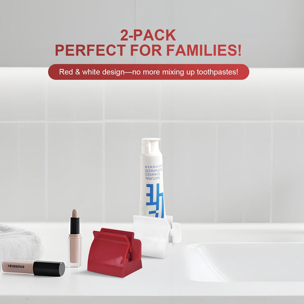 2Pcs Toothpaste Rolling Dispensers Squeezer Tumblers & Toothbrush Holders