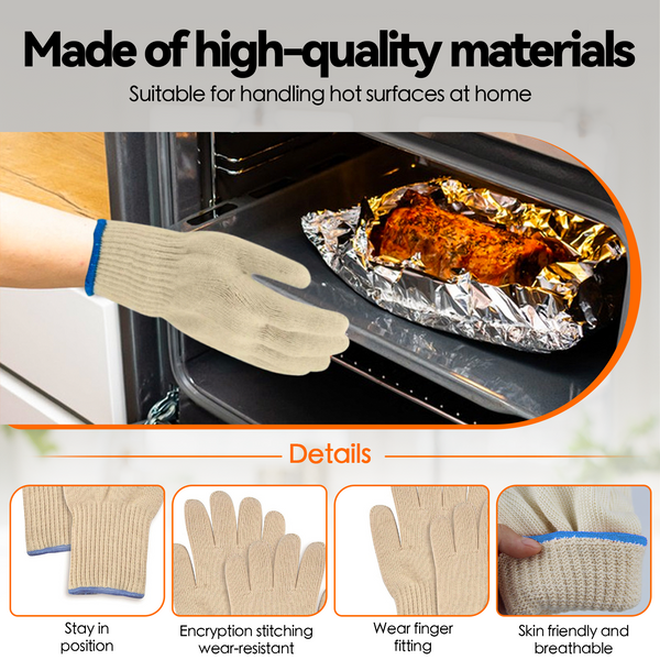 1 Pair 5 Finger Oven Mitt Bbq Grill Gloves Oven Mitts & Potholders