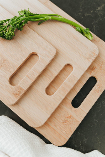 6Pcs Bamboo Wood Chopping Board 3 Set Cheese Cutting & Serving Light Tone Cutting Boards