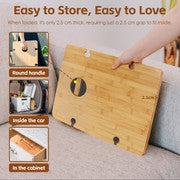 Bamboo Foldable Picnic Table Tray With Wine And Glass Holders Picnic Accessories