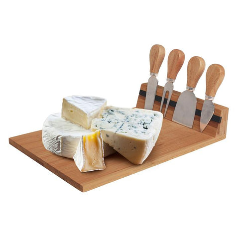 Bamboo Cheese Board And Knife Set Cutlery Sets