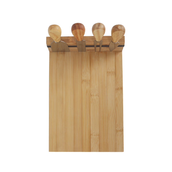 Bamboo Cheese Board And Knife Set Cutlery Sets