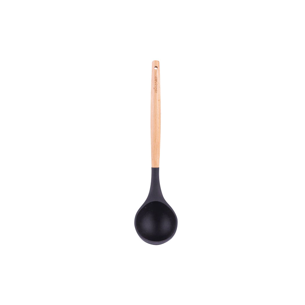 Beechwood & Silicone Ladle Charcoal Cooking Utensils